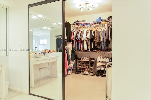 view of walk in closet