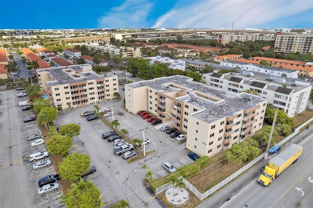 birds eye view of property with a city view