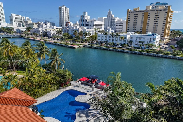 property view of water featuring a city view