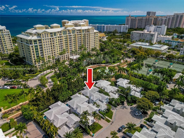 6 Coconut Ln, Key Biscayne, FL 33149 - bird's eye view featuring a water view and a city view