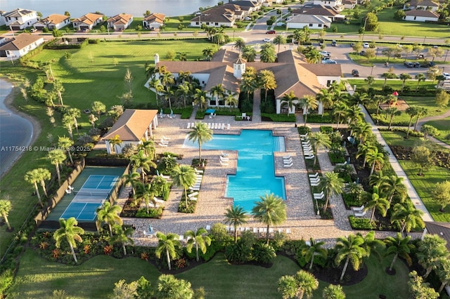 bird's eye view with a residential view