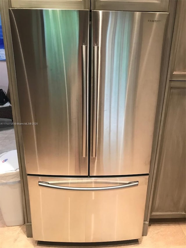 room details featuring freestanding refrigerator