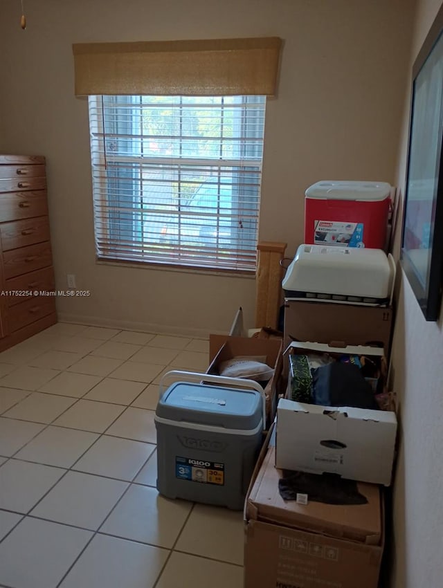 interior space featuring light tile patterned flooring