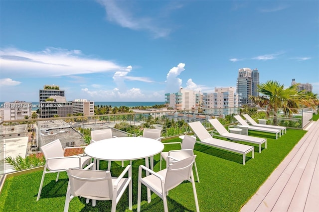 exterior space with a view of city and a water view