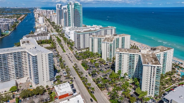 bird's eye view with a view of city and a water view