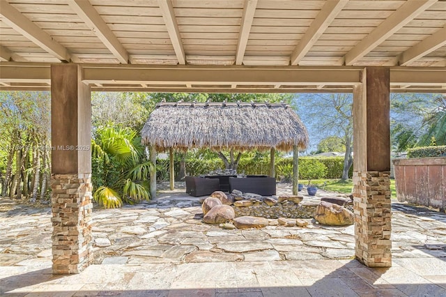 view of patio featuring a gazebo