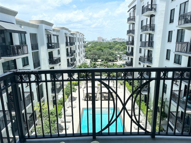 balcony with a view of city