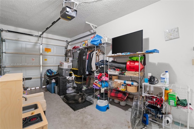 garage with a garage door opener