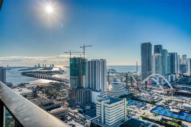 view of city with a water view