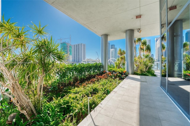 view of patio / terrace featuring a view of city