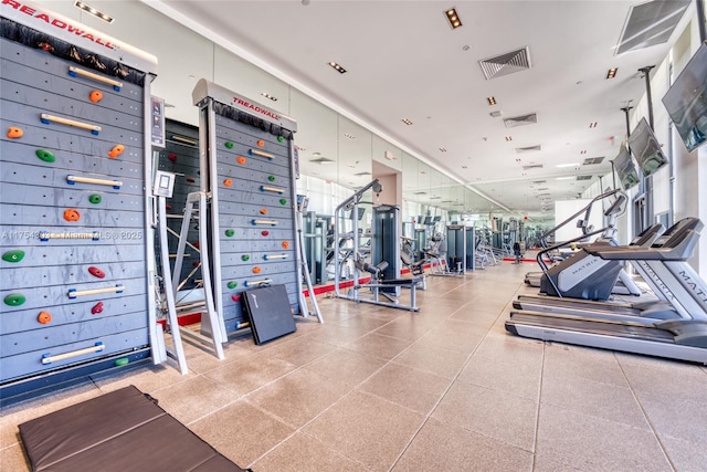 workout area featuring visible vents