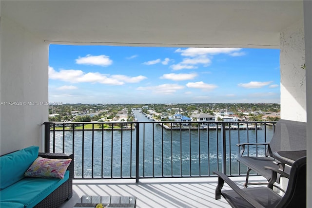 balcony with a water view