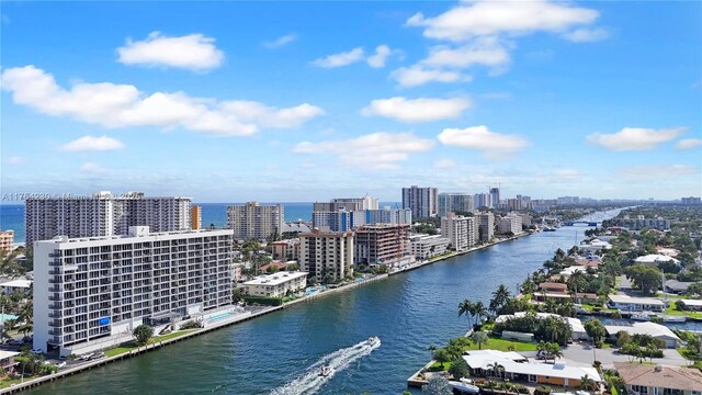 521 N Riverside Dr Unit 808, Pompano Beach, FL 33062 - birds eye view of property with a city view and a water view