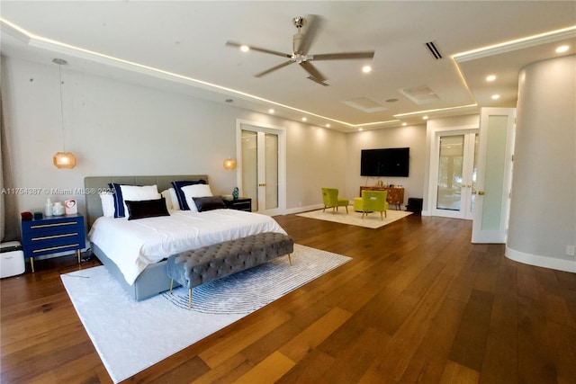 2980 Windmill Ranch Rd, Weston, FL 33331 - bedroom featuring french doors, recessed lighting, and wood finished floors