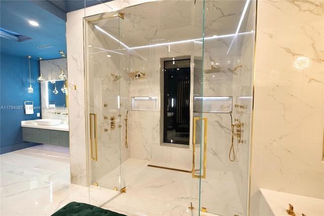 2980 Windmill Ranch Rd, Weston, FL 33331 - full bathroom with a marble finish shower and vanity