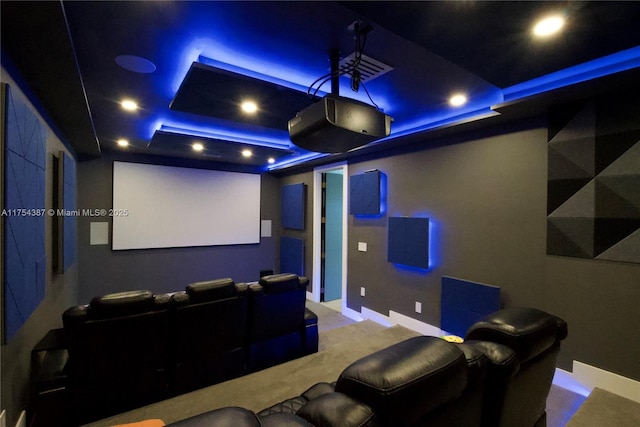 2980 Windmill Ranch Rd, Weston, FL 33331 - home theater featuring a raised ceiling, recessed lighting, and baseboards