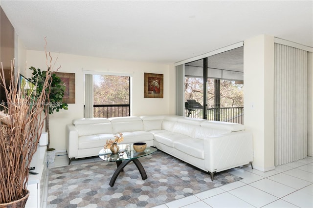 view of tiled living room