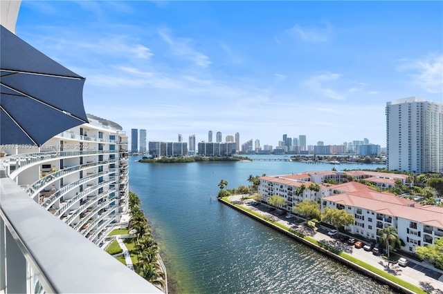 property view of water featuring a view of city