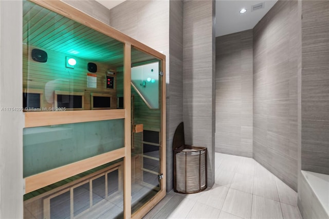 bathroom featuring visible vents and tile patterned floors