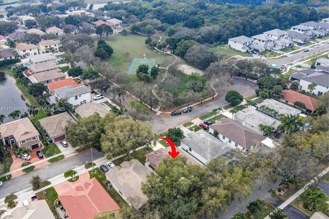 bird's eye view with a residential view