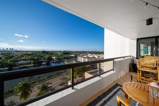 balcony with a city view