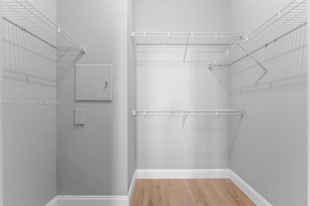 spacious closet with wood finished floors