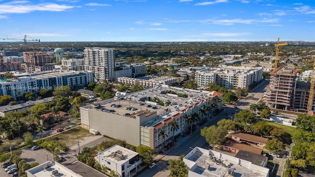 drone / aerial view with a city view