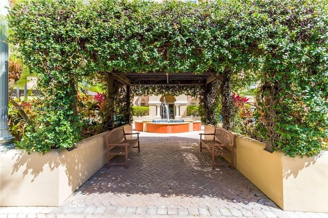 view of patio featuring a pergola