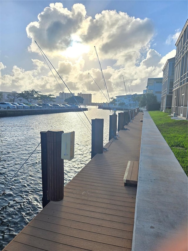 view of dock featuring a water view