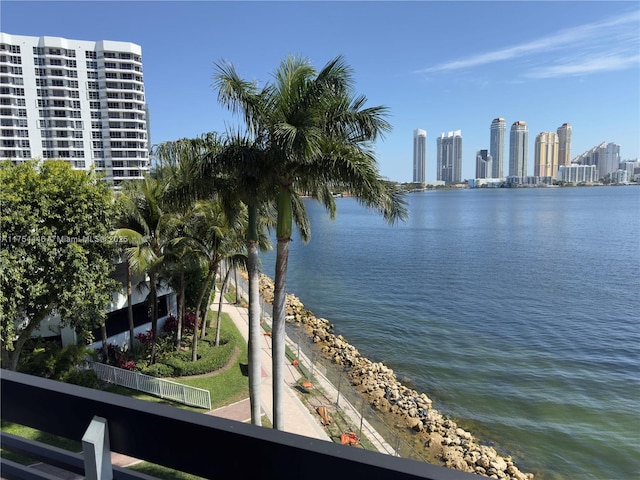 property view of water with a city view