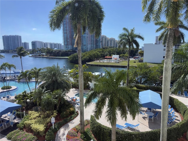 property view of water featuring a view of city