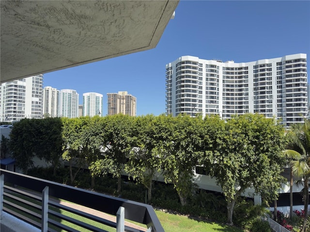 balcony with a view of city