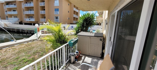 balcony with a water view