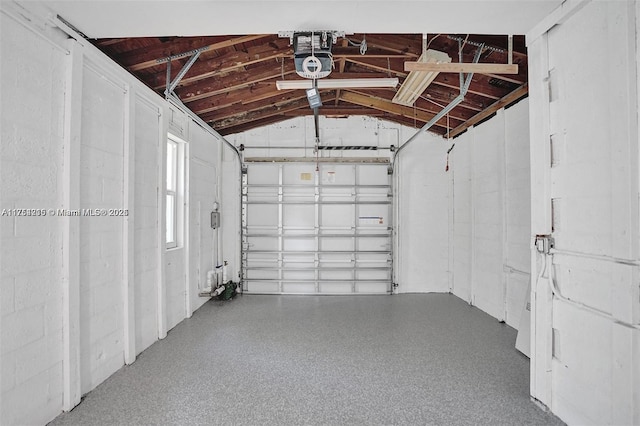 garage with a garage door opener