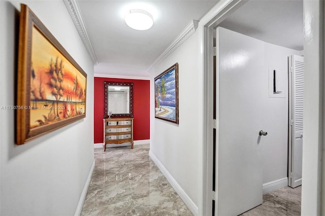 1201 S Ocean Dr Unit 1711S, Hollywood, FL 33019 - corridor with baseboards and ornamental molding