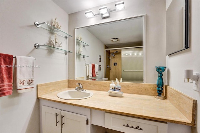 1201 S Ocean Dr Unit 1711S, Hollywood, FL 33019 - full bath featuring visible vents, a shower, and vanity