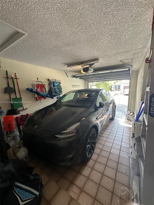 garage with a garage door opener