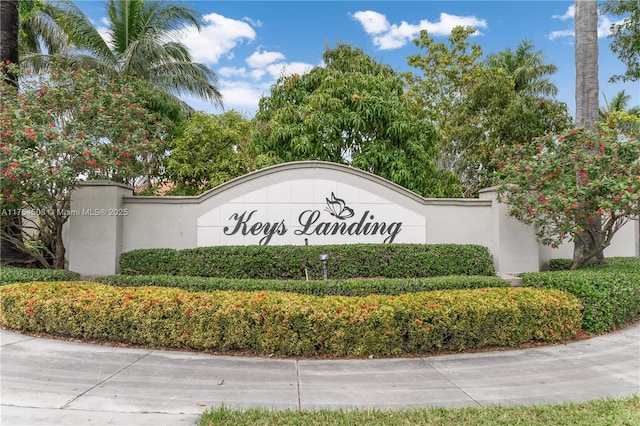 view of community sign