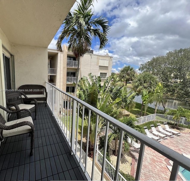 balcony with a water view