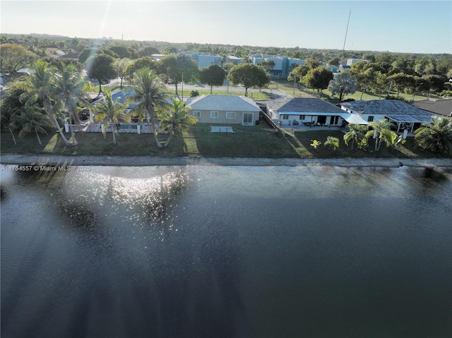 water view with fence and a residential view