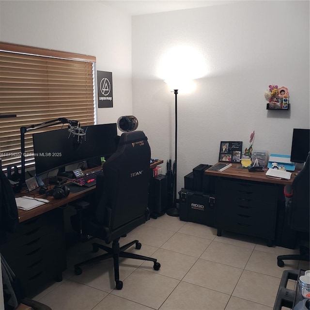 office with light tile patterned floors