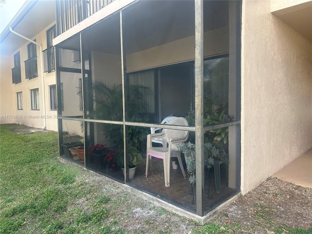 exterior space with stucco siding