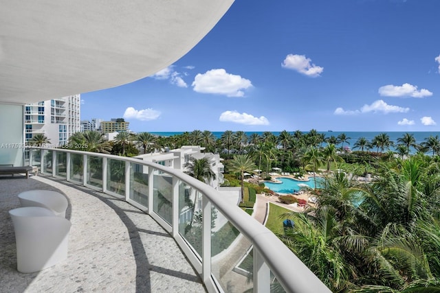 balcony with a water view