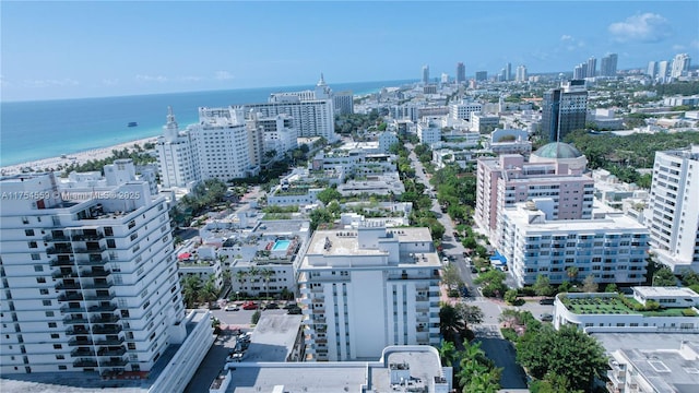 bird's eye view featuring a city view and a water view