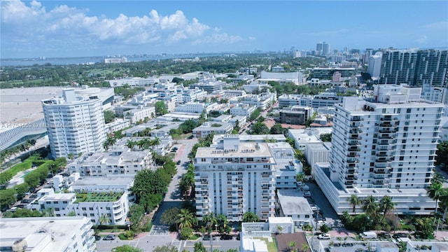 bird's eye view with a city view