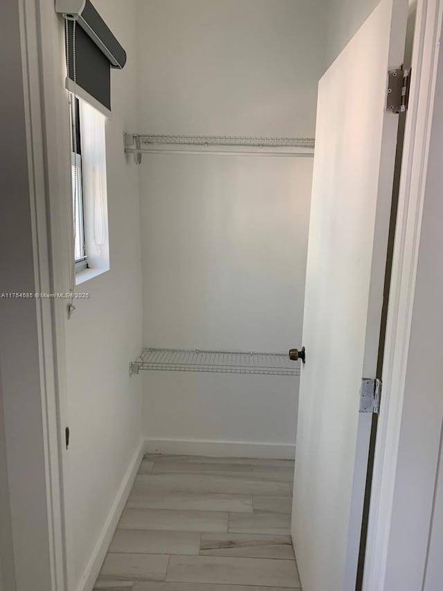 spacious closet featuring light wood-type flooring