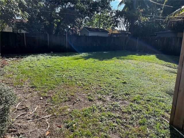 view of yard featuring a fenced backyard