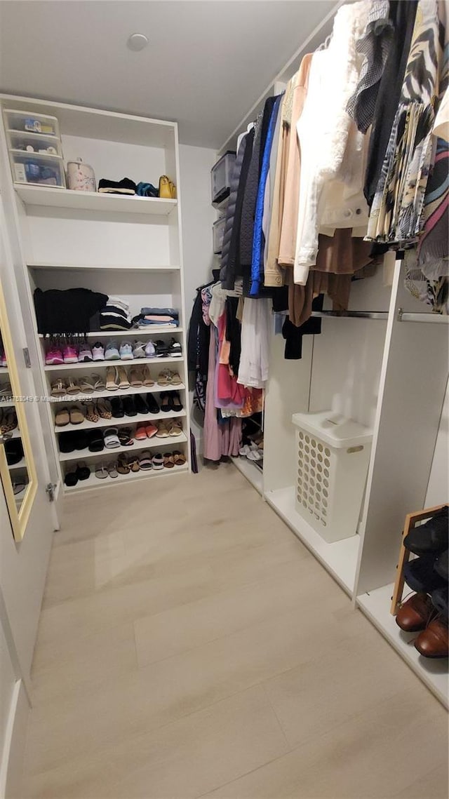 spacious closet with wood finished floors