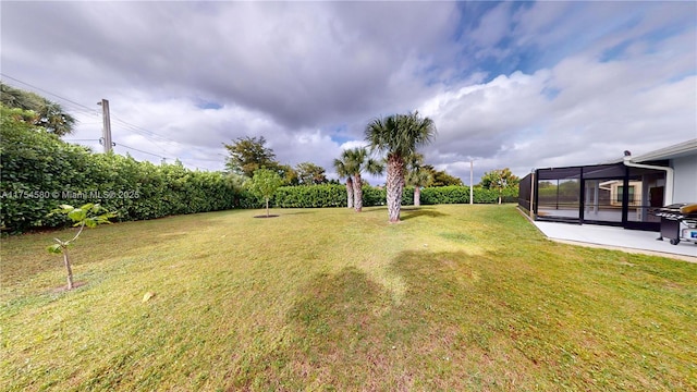 view of yard with a patio and a lanai