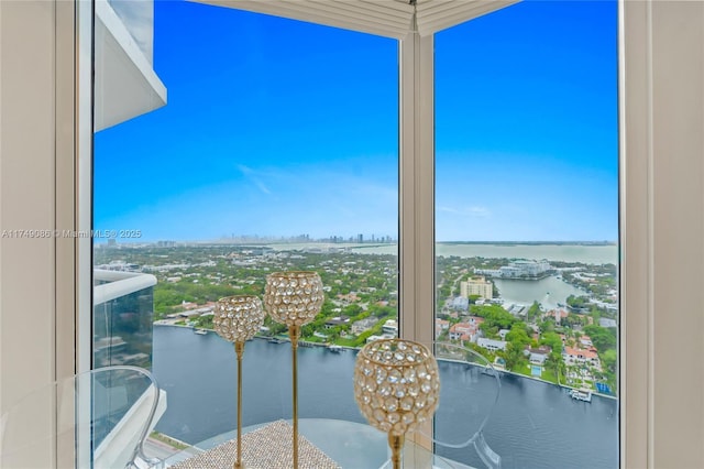 balcony with a water view